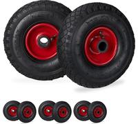 relaxdays 8 x roue de diable 3.00-4 noir-rouge