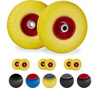 relaxdays 8 x roue de diable jante acier jaune-rouge