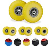 relaxdays 8 x roue de diable PU 3.00-4 jaune-gris