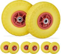 relaxdays 8 x roue de diable PU jaune-rouge