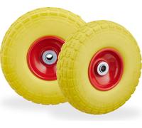 relaxdays 8 x roue de diable PU jaune-rouge