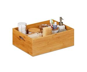 Relaxdays 8X Caisse de Rangement Bambou, Solide, boîte sans Couvercle, H x L x P : 40 x 30 x 14 cm, Salle de Bain, Cuisine, Nature