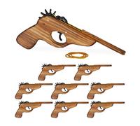 relaxdays 9 x pistolet à élastique en bois