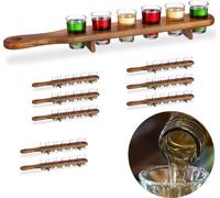 relaxdays 9 x planches à liqueur en bois avec 6 verres chacune