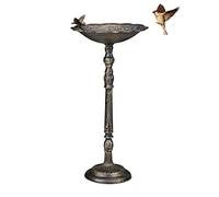 relaxdays Abreuvoir en Fonte, Bain avec Pied pour Oiseaux Sauvages, Jardin, Design Antique, 74,5 cm de Haut,Bronze
