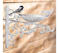 Relaxdays Abreuvoir En Fonte Pour Mur, Bain Vintage, Oiseaux Sauvages Déco Jardin Hxlxp: 24x28x14cm,Blanc