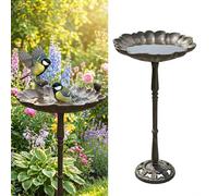 Relaxdays Abreuvoir et mangeoire pour Oiseaux, HxP 52 x 31,5 cm, Marron