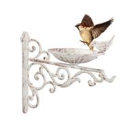 relaxdays Abreuvoir en Fonte pour Mur, Bain Vintage, Oiseaux Sauvages déco Jardin HxlxP: 24x28x14cm,Blanc