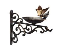 Relaxdays abreuvoir oiseaux en fonte, fixation murale, résistant intempéries, vintage, déco jardin, 24x28x14 cm, bronze