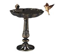 Relaxdays Abreuvoir Oiseaux, Fonte de Fer, décoration Jardins, Style Antique, mangeoire sur Pied, 40 cm de Haut, bronzé