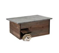 Relaxdays Abri à hérissons, avec sol, trappe & entrée en labyrinthe, bois, niche, HxLxP : 20 x 45,5 x 33 cm, marron