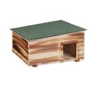 Relaxdays Maison à hérisson, Design Bois flambé, Fond, 2 Parties, Niche, pour Jardin, HxLxP : 21,5 x 40 x 40 cm, Marron