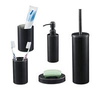 Relaxdays Accessoires de Salle de Bain, 5 pièces, Anthracite