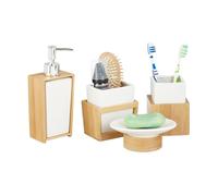 Relaxdays Accessoires salle bain bambou céramique
