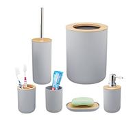 Relaxdays Set d'accessoires de salle de bain 6 pièces plastique bambou décoration complète de la salle de bainست