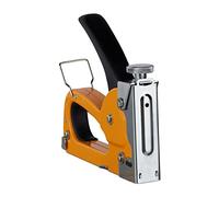 Relaxdays Agrafeuse murale professionnelle, 500 agrafes, puissance réglable, magasin interchangeable 4-8 mm, fer, orange