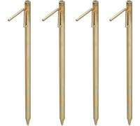 Relaxdays Piquet de fixation lot de 4, sardine pour sols durs, 50 cm, camping, à enfoncer, acier galvanisé, or