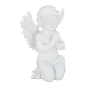 Relaxdays Figurine de Jardin Ange, Statue en Train de Prier, résistante aux intempéries & au Gel, Balcon, Blanc