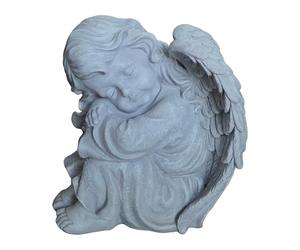 Relaxdays Ange funéraire en résine résistante aux intempéries, 24x24x15 cm, Gris Pierre