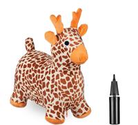 Relaxdays Animal Sauteur en Forme de Girafe, Pompe à air et Housse, Charge Max. 50 kg, sans BPA, 3 Ans et +, Multicolore