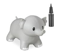 relaxdays Animal Sauteur éléphant, avec Pompe, supporte Jusqu’à 100 kg, sans BPA, Jouet Gonflable pour Enfants, Gris
