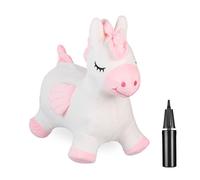 Relaxdays Animal sauteur en forme de licorne pompe à air et housse charge max. 50 kg sans BPA 3 ans et + blanc/rose