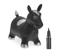 Relaxdays Animal Sauteur, Jouet en Forme de Cheval, avec Pompe à air, Charge maximale 50 kg, 3 Ans et Plus, Noir