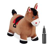 Relaxdays Animal sauteur, jouet en forme de cheval, charge maximale : 50 kg, sans BPA, 3 ans et plus, marron clair