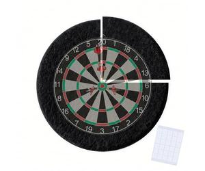 Relaxdays Anneau de Protection Cible de fléchettes, 4 pièces, Ø 60 cm, Feutre, Bordure Murale, pastilles adhésives, Noir