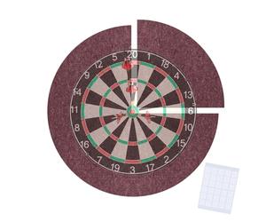 Relaxdays Anneau Protecteur Cible de fléchettes, 4 pcs, Ø60 cm, Feutre, Fixation Murale, pastilles adhésives, Bordeaux
