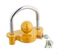 Relaxdays Antivol de wagon pour attelage, 5 clés, protection contre le vol des remorques, caravanes, jaune/argenté