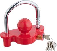 Relaxdays Antivol pour attelage de remorque, 5 clés, Protection pour Voitures, remorques, caravanes, Rouge/argenté