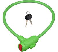 Relaxdays Antivol vélo pour Enfants, avec 2 clés, 70 cm de Long, câble pour bicyclettes et trottinettes, Vert