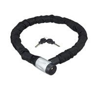 Relaxdays Antivol vélo, Cadenas, Chaine anti-vol, moto, 100 cm long, moto, 2 clés, noir