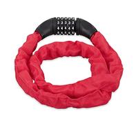 Relaxdays Antivol vélo, Cadenas Code, Chaine Anti-vol Moto 5 Chiffres, Acier, 120 cm, Rouge