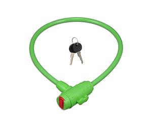 Relaxdays Antivol vélo pour Enfants, avec 2 clés, 70 cm de Long, câble pour bicyclettes et trottinettes, Vert