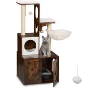 relaxdays Arbre à chat avec armoire à litière 128 cm