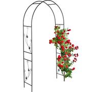 Relaxdays Arche à rosiers en métal, Portail Jardin, HxLxP : 227x114x37 cm, tuteur Solide pour Plantes grimpantes, Noir