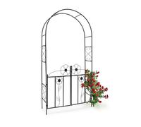 Relaxdays 10020031 Arche à rosier Arceau de jardin décoration tuteur avec portillons en fer époxy Support pour plantes grimpantes-H x l x P: 228 x 116 x 36,5 cm-noir