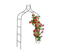 Relaxdays Arche à Rosier en métal, Portail pour Jardin, HxLxP: 255 x 140 x 38 cm, tuteur pour Plantes grimpantes, Noir