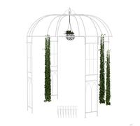 Relaxdays Arche à rosiers et plantes grimpantes, kiosque jardin, HLP: 269 x 211 x 211 cm, crochets, tuteur roses, blanc