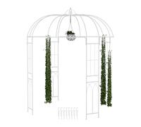 Relaxdays Arche à rosiers et Plantes grimpantes, kiosque Jardin, HLP: 269 x 211 x 211 cm, Crochets, tuteur Roses, Blanc