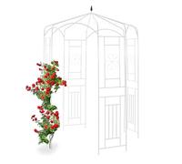 Relaxdays Arche à rosiers, Pavillon rosiers, Tonnelle plante grimpante, Tuteur treillis jardin 250x160x160 cm, blanc - 4052025931735