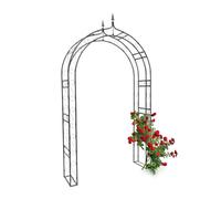 Relaxdays 10020028 Arche à rosiers pointue Tuteur de plantes grimpantes Support de jardin fer noir en métal obélisque pour fleurs arceaux colonne H x l x P: 242 x 138 x 35,5 cm