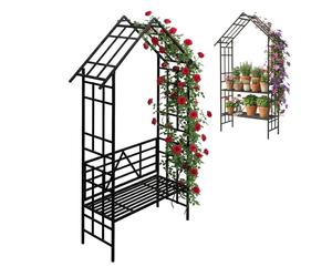 Relaxdays Arche de roses avec banc ou étagère