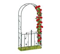 Relaxdays Arche de rosiers porte, Arcade, treillis plantes grimpantes, tuteur métal, 230 x 113,5 x 36,5 cm, vert foncé