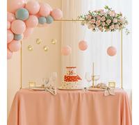 Relaxdays Arche de Table Extensible métal doré, H : 78,5-118 cm, L : 107-265 cm, pour Anniversaire et Mariage