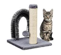 relaxdays Arche pour Chat avec griffoir, 2 en 1, Arbre en sisal, Soin du Pelage et Jeu, Arc de Massage, 37x30x30, Gris