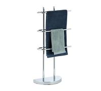 Relaxdays, argent Porte chrome 3 barres, salle de bain, support serviettes, socle demi rond, 83x40x18 cm, fer, 83 x 40 x 18 cm