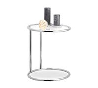 Relaxdays, argenté d'appoint verre, cadre chromé, chevet ronde, Table de café, bistrot, H x D 53 x 45 cm, métal, caoutchouc, 1 élément